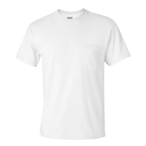 Gildan G2300 Ultra Cotton White Pocket T Shirt Size Medium
