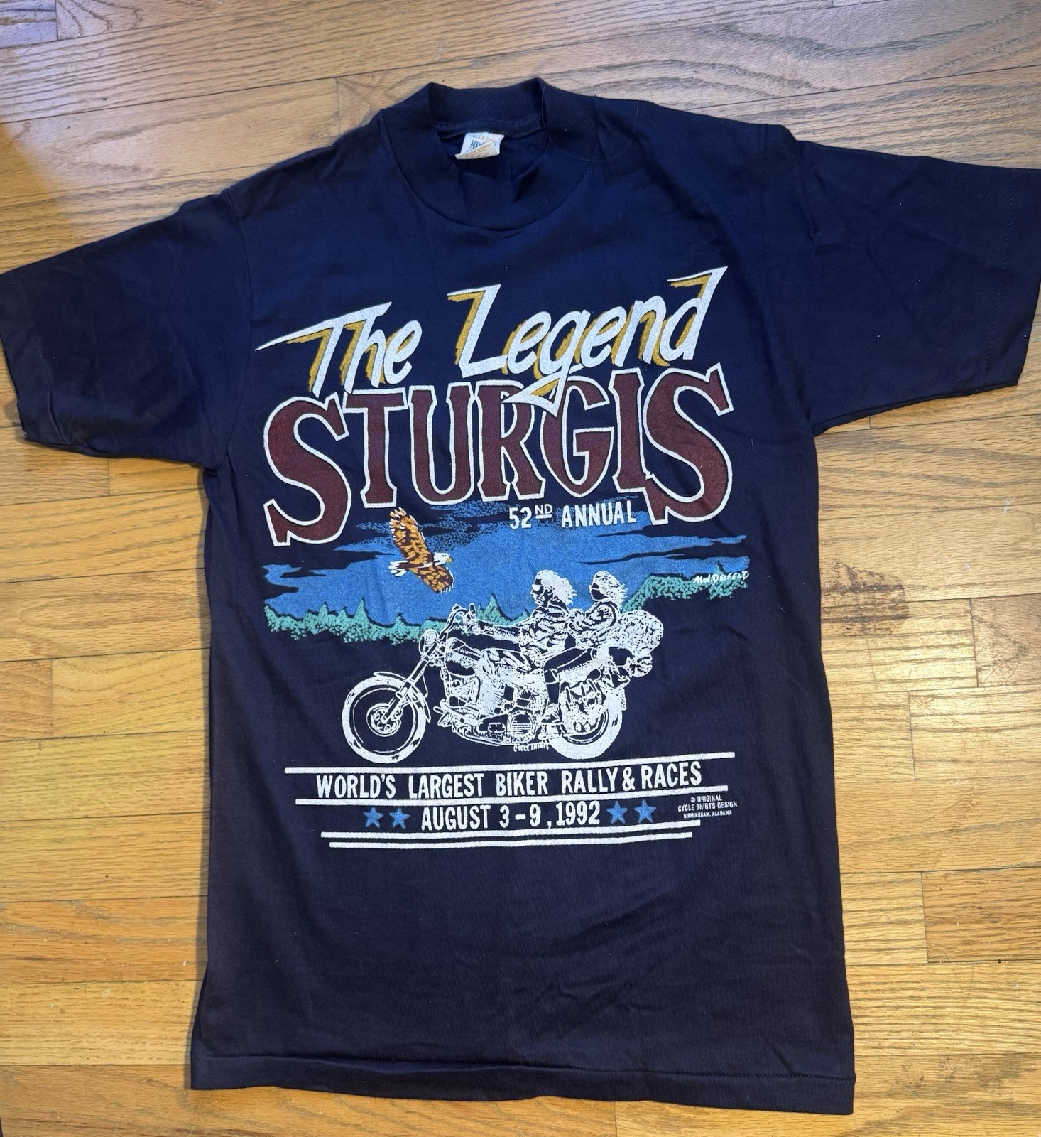 VTG 1992 Sturgis 52nd Annual Biker Rally Harley Davidson 90s Single Stitch Small