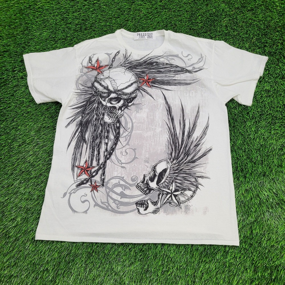 Skeleton Skull Shirt Large 21×26 White