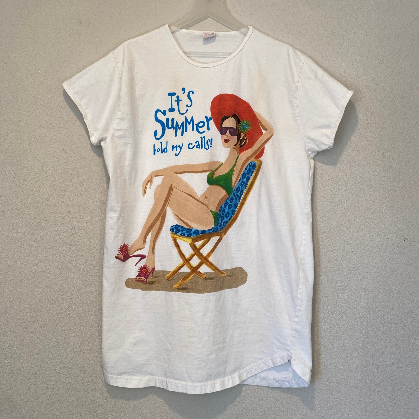 Vintage Summer T-Shirt Pajama Dress “It’s Summer, Hold My Calls” One Size