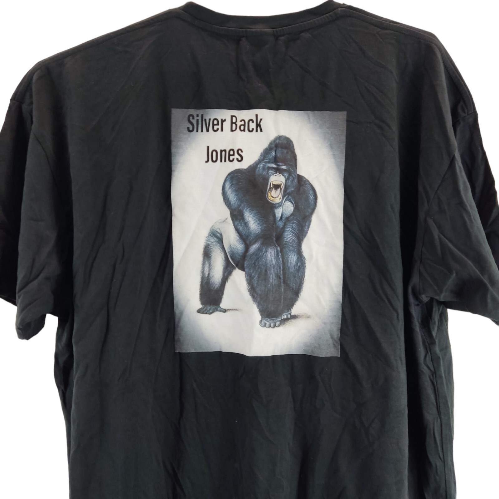 uneek mens t-shirt black crew neck short large print at the back size 2xl gallery