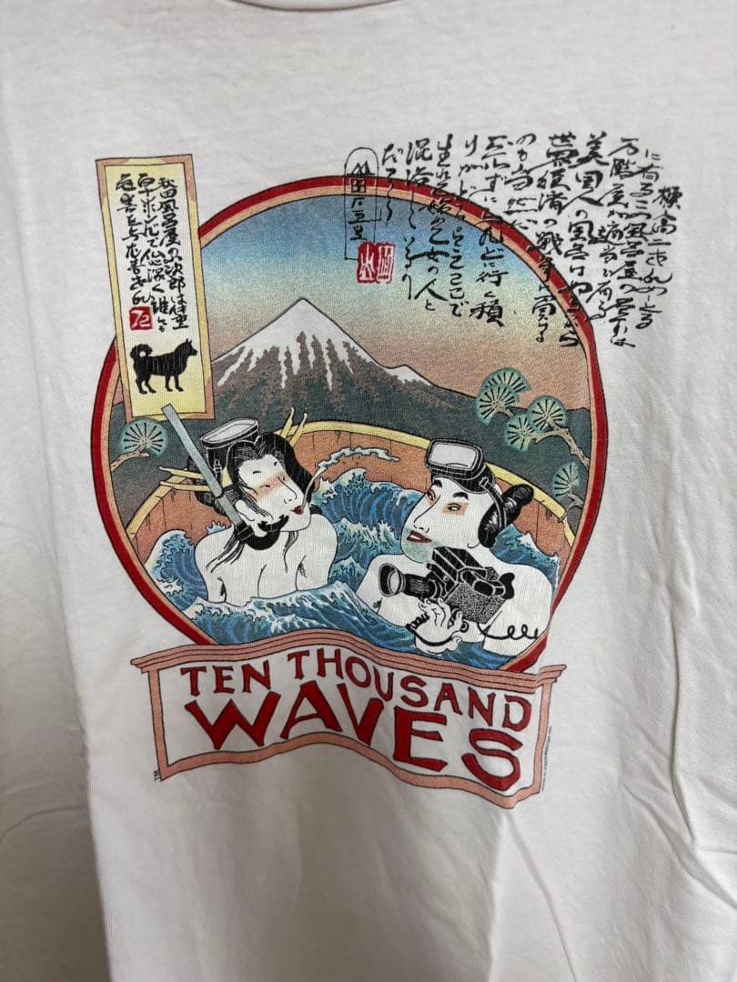 90s Hanes Beefy-T USA Made Ukiyo-e Ten Thousand Waves Graphic T-Shirt XL gallery