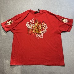No Boundaries white dragon fire graphics red t shirt Men Size 2XL