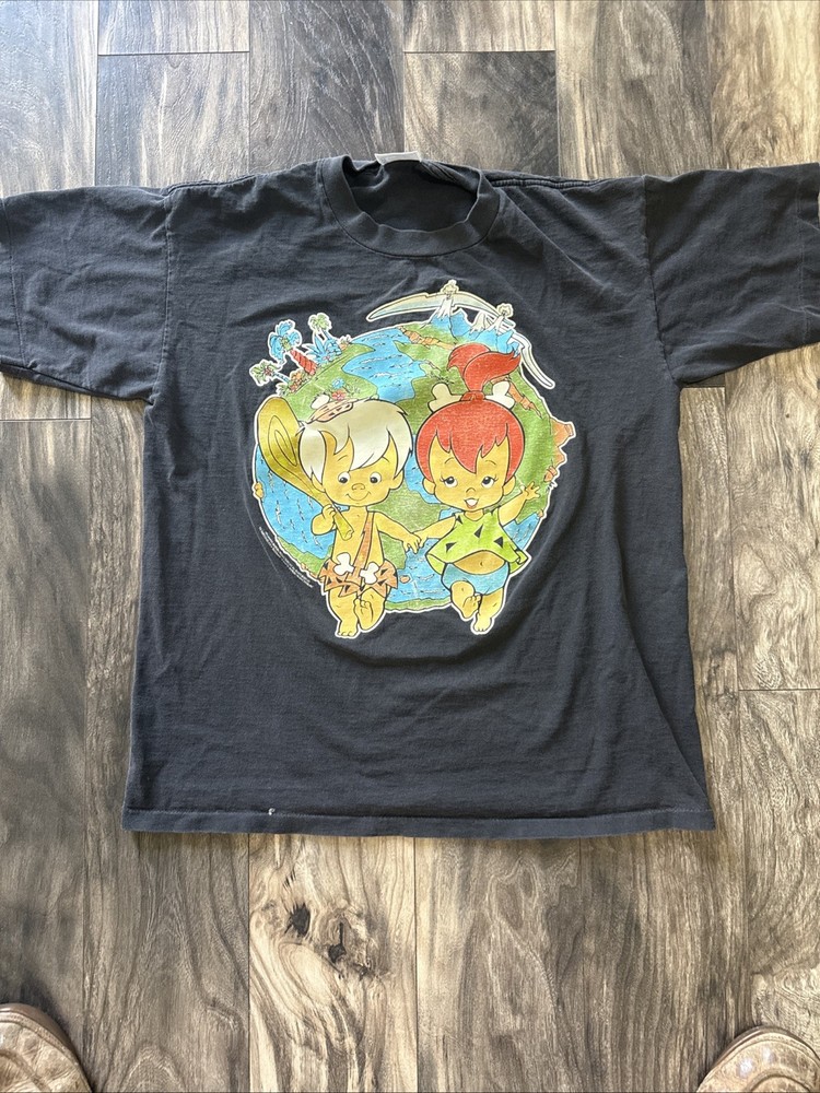 Vintage Flintstones Pebbles Bam Bam Shirt USA Single Stitch L See Pics Read!