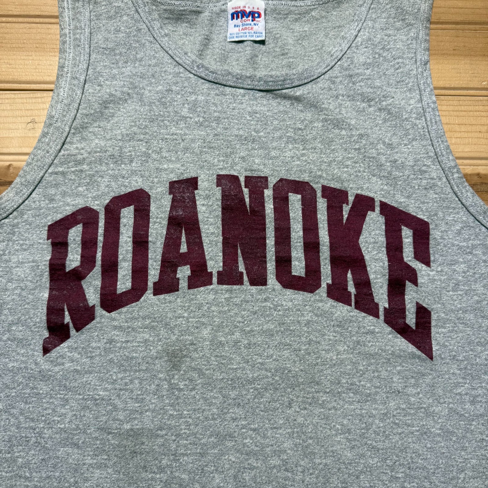 Vintage 80s 90s Roanoke College University Heather Athletic Tank Top USA - Large gallery