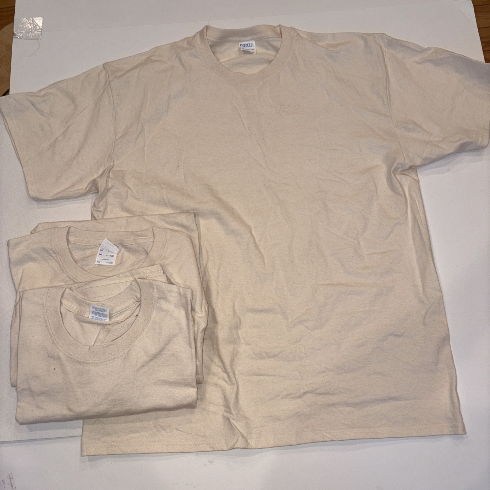 Lot Of 3 Tee Shirts-XL-heavy Weight-100% Cotton-0ff White-NEW-work T Shirts gallery