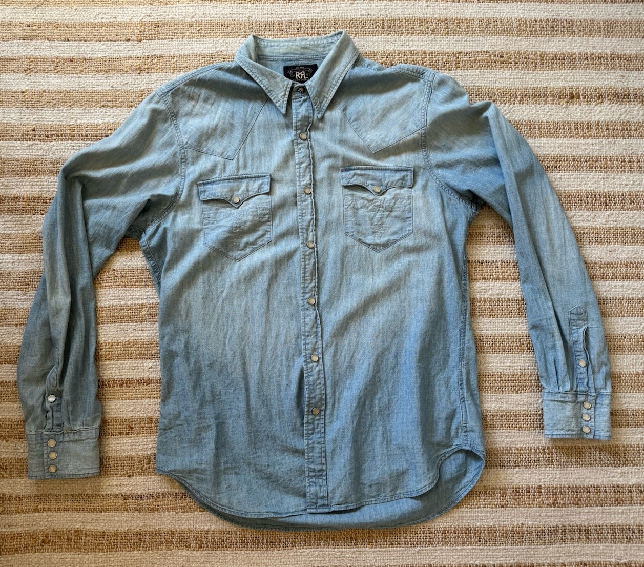 Double RL RRL Polo Ralph Lauren Western Chambray Snap Shirt Large gallery
