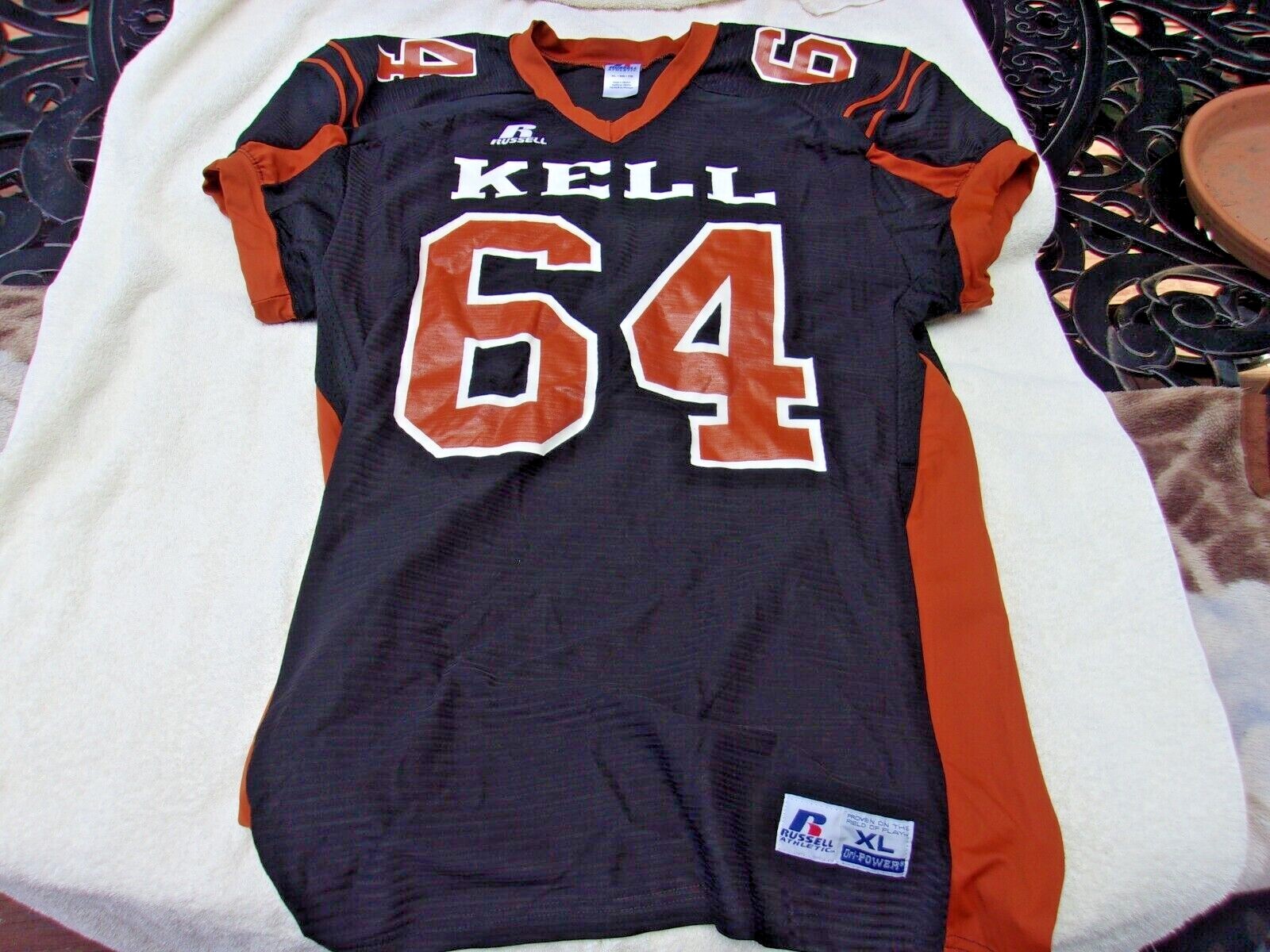 NWOT Russell game cut football jersey, nylon blend, mens XL, teams, colors, long