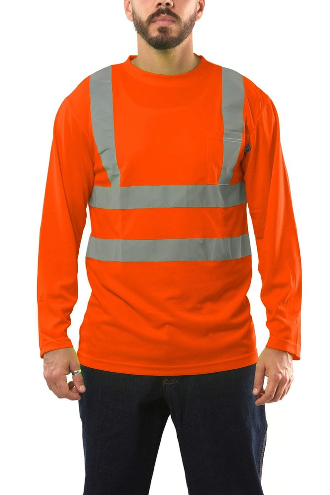 100% Polyester ANSI Class 2 Compliant High Visibility Long Sleeve Safety Shir…