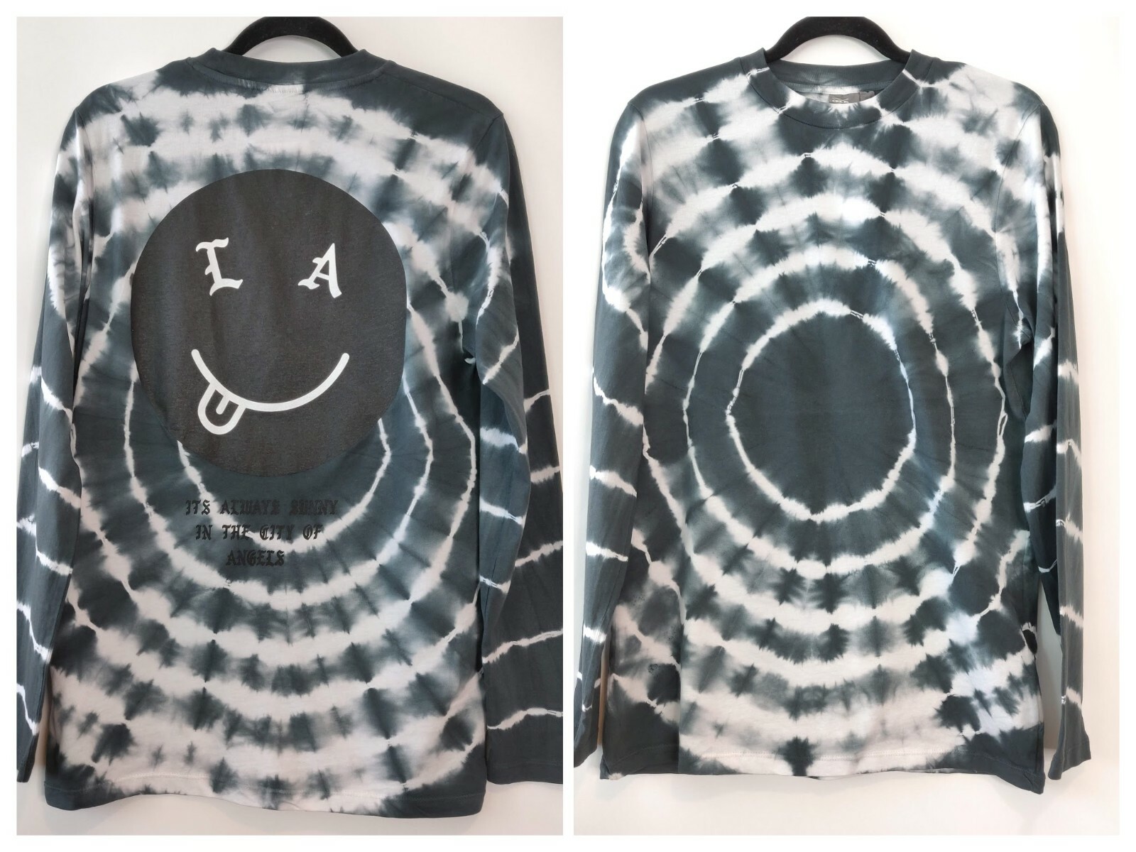 Asos NWT Unisex Sz 2XS Tie Dye L.A. Happy Face Graphic Long Sleeve T-Shirt Top gallery