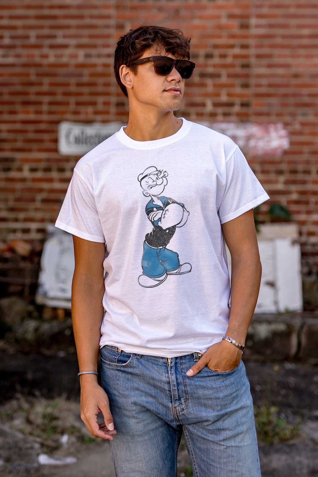 Vintage Popeye the Sailor Man Retro Cartoon Womens or Mens Crewneck T Shirt Tee gallery
