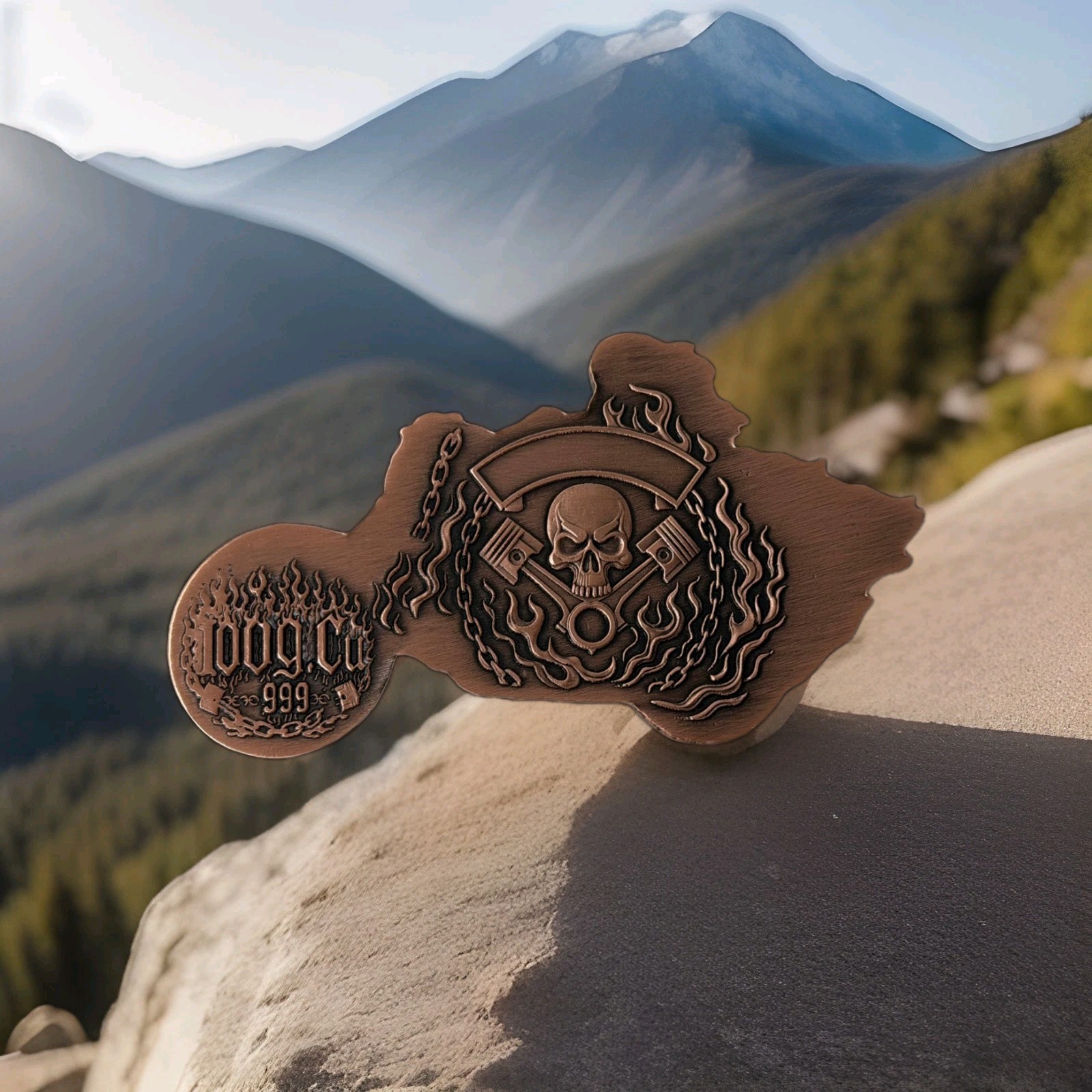 100 Gram .999 Copper Colorized Bone Queen Biker in Display Box PRESALE