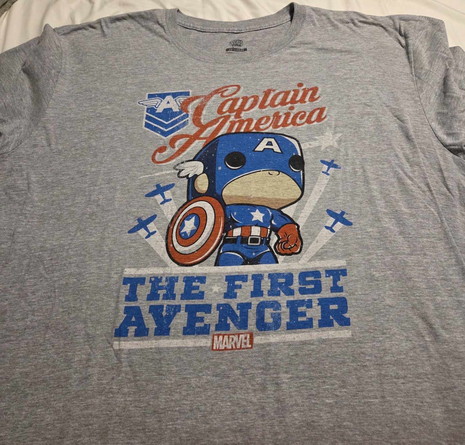 Funko Pop! Marvel Captain America First Avenger Gray Graphic T-Shirt 2XL gallery
