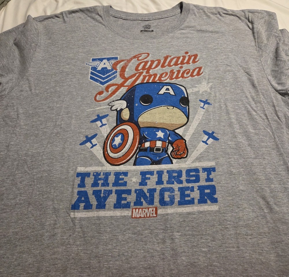 Funko Pop! Marvel Captain America First Avenger Gray Graphic T-Shirt 2XL