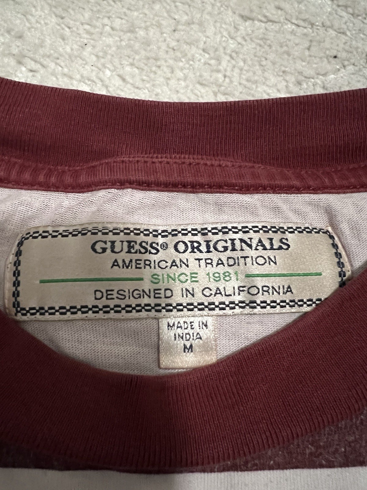 Guess Originals Shirt Mens Medium Red White Striped Embroidered Tee Streetwear gallery