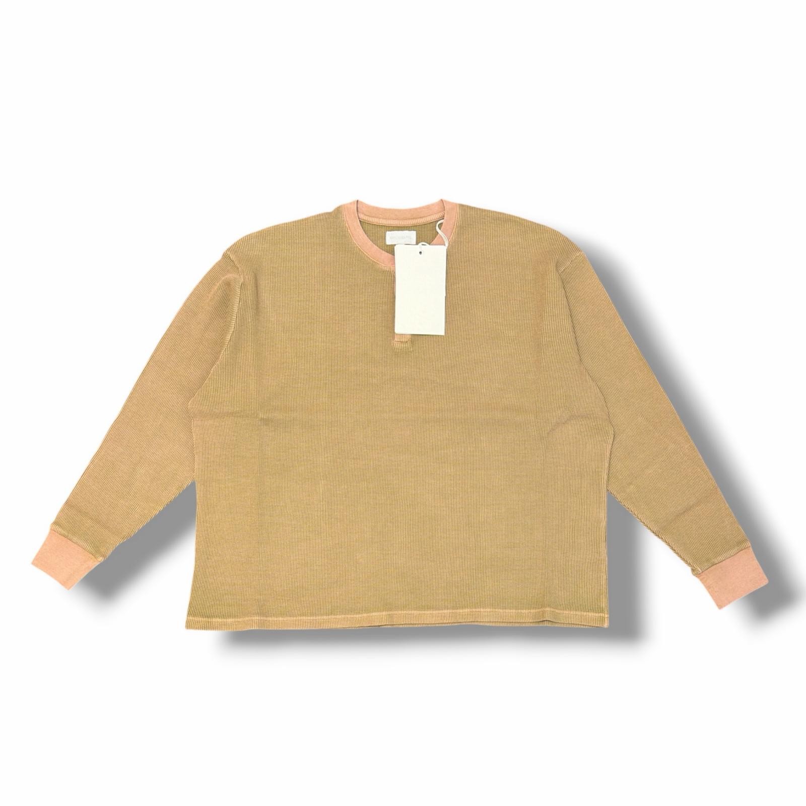 Unused KANEMASA PHIL. 18G Garment Dye Waffle KM25A-012 BEIGE(WILLOW GREEN) M
