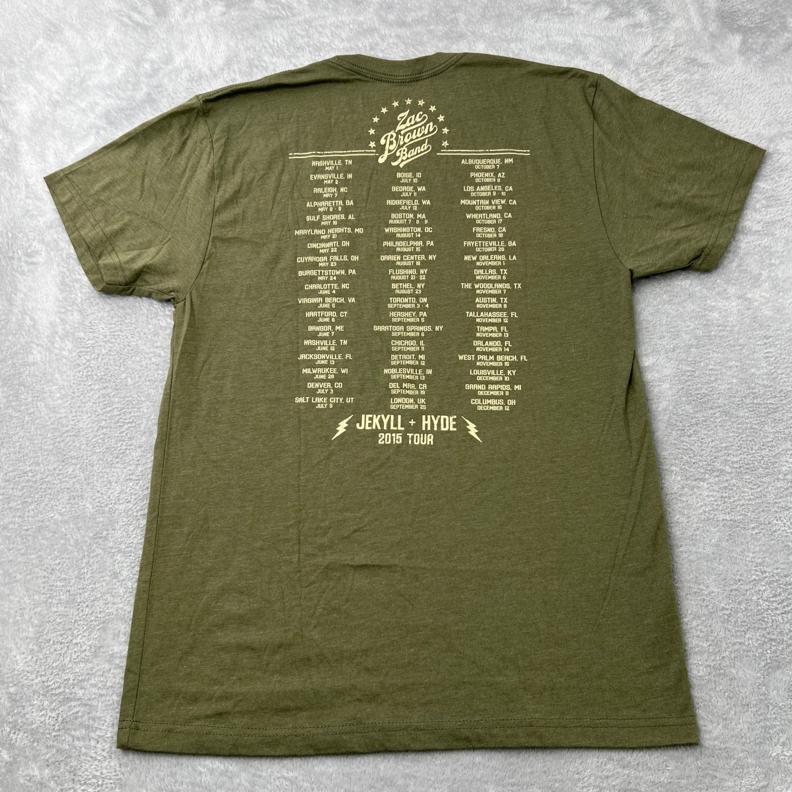 Zac Brown Band Jekyll + Hyde 2015 Tour T-Shirt Medium Olive Country Music Tee gallery