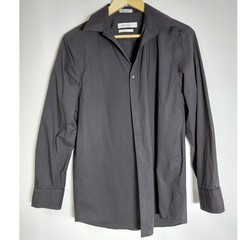 Calvin Klein Non Iron Button-Up Shirt Gray Solid Knit Long Sleeve Men Size S