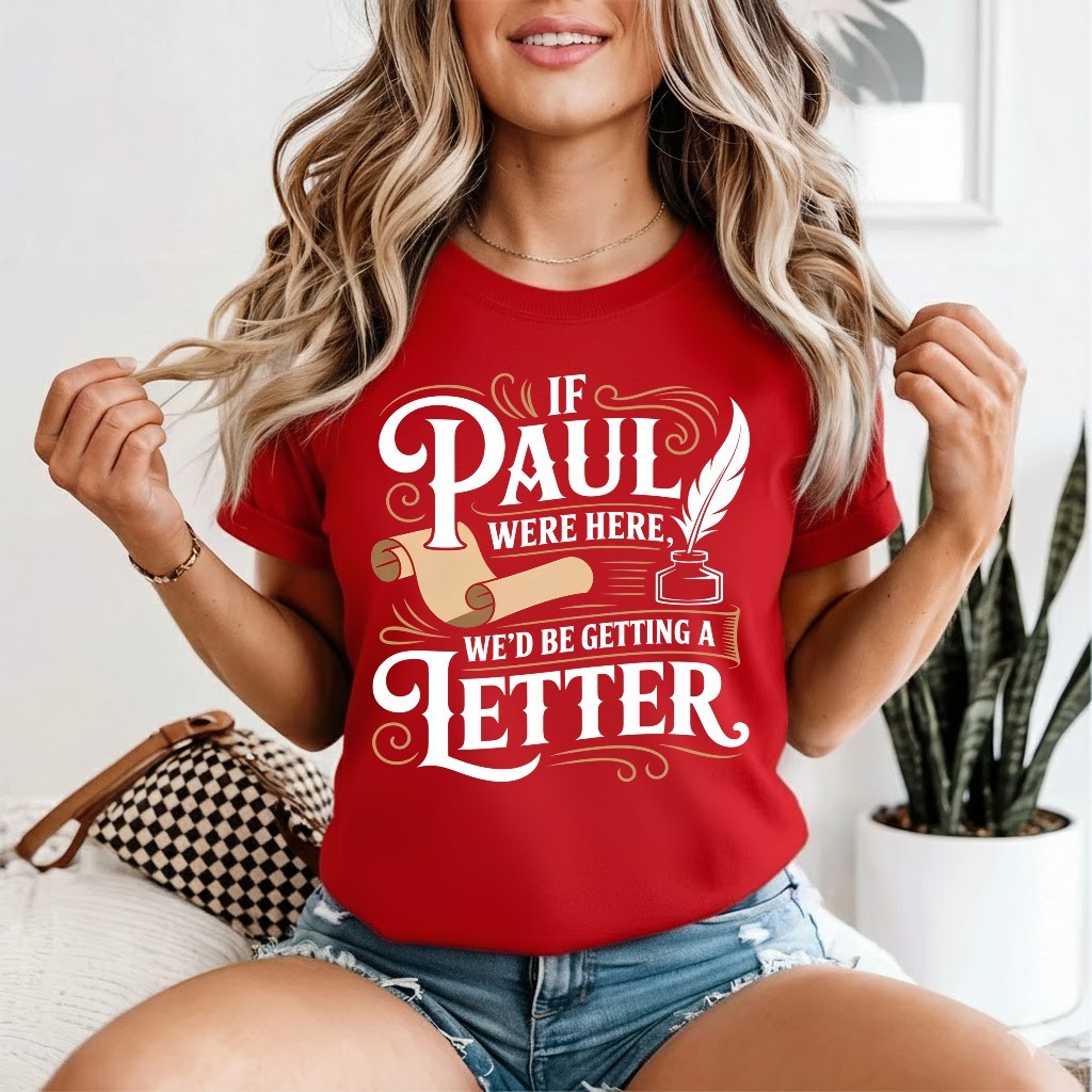 Mens If Paul was Here We'd Get a Letter Funny Christian Performance T-Shirt gallery