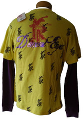 NWT Request Demon Eyes Mens L/S Layered Crew T-Shirt M Vibrant Yellow MSRP$45