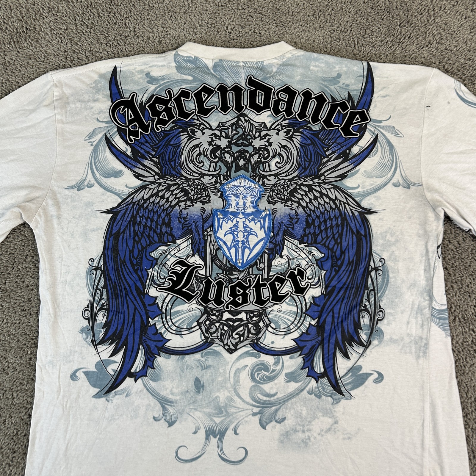 DWNTWN Express Shirt Mens Large White Blue Graphic Ascendance Luster Tattoo Tee gallery