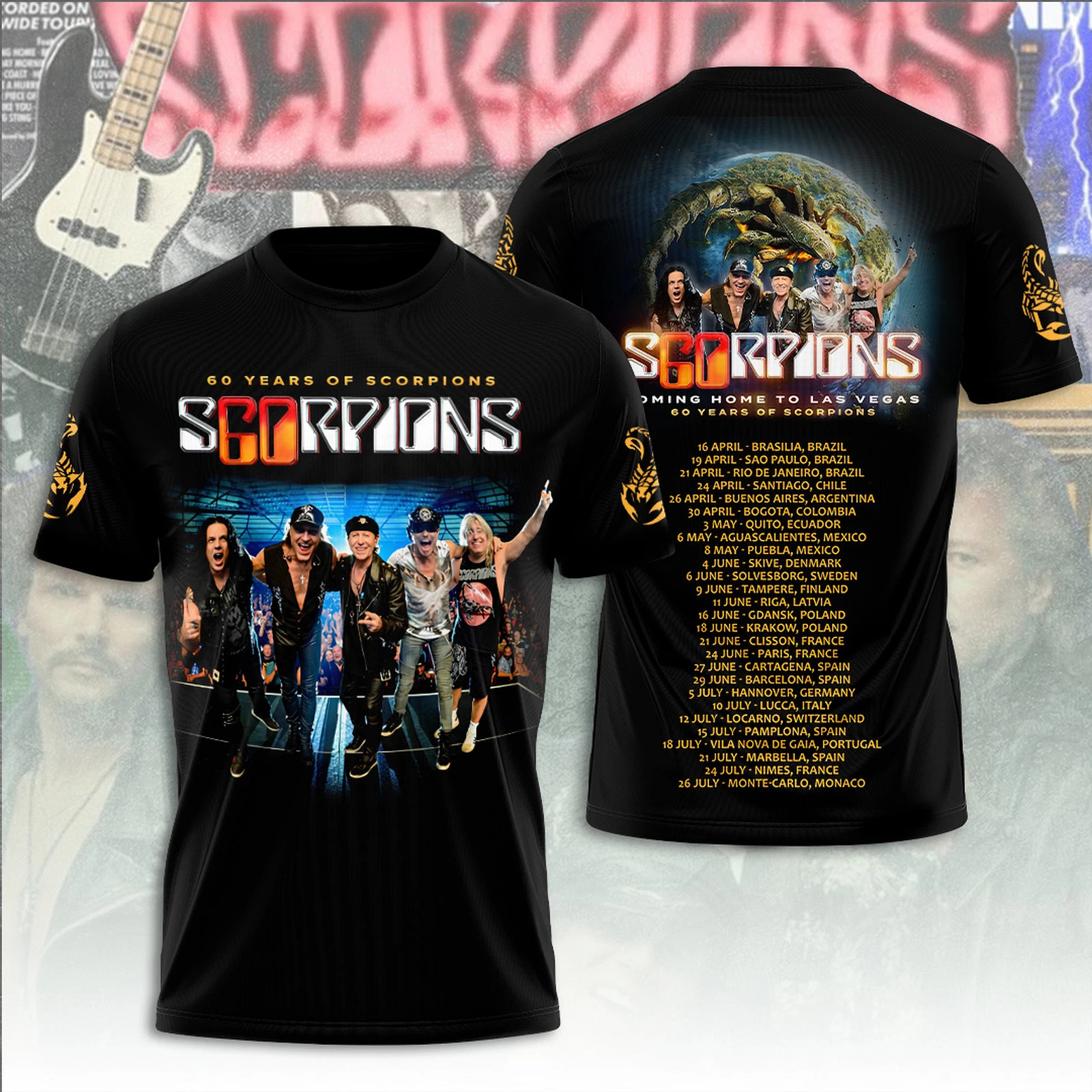 Scorpions 60th Anniversary Tour 2025 3D Tee Shirt Full Size S-5XL