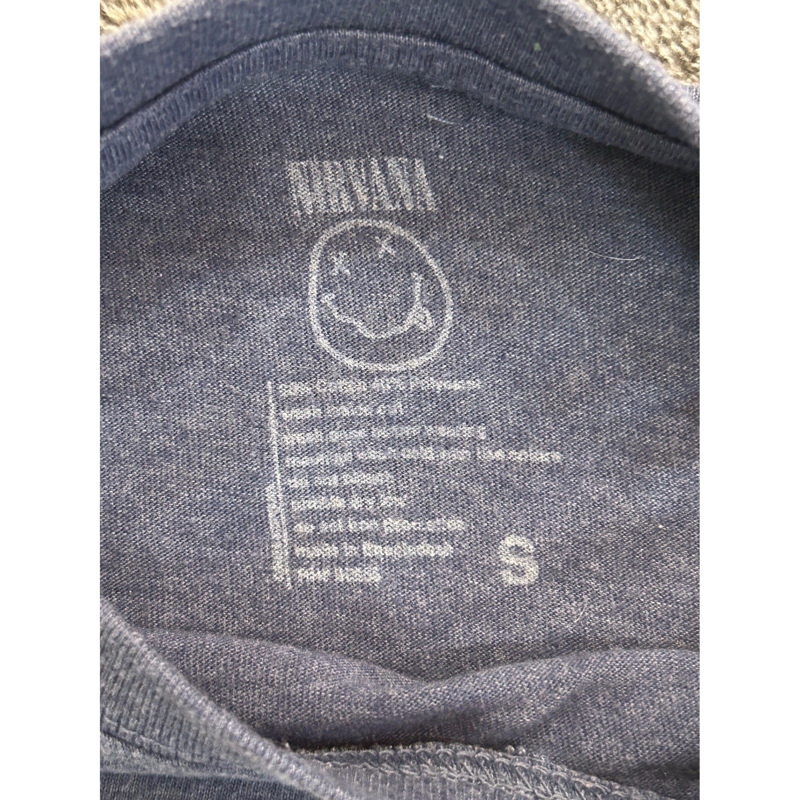 Nirvana Smiley Face Graphic T-Shirt Mens Small Blue Heather Rock Band Tee gallery