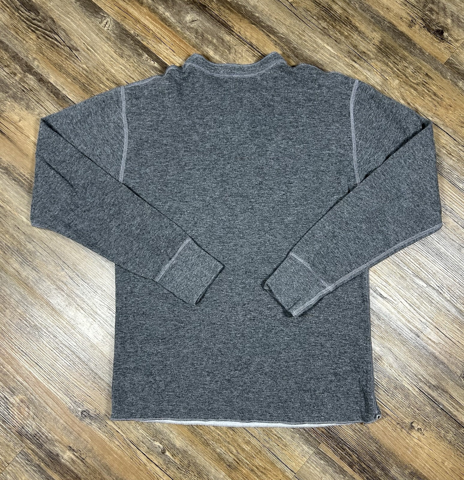 LL Bean River Driver Shirt Men's M Henley Gray Wool Blend Ski Baselayer Thermal gallery