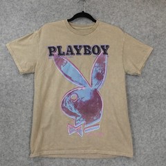 Pop Art Rabbit Head T Shirt Men Small Tan PLAYBOY 1986 Logo Andy Warhol Street