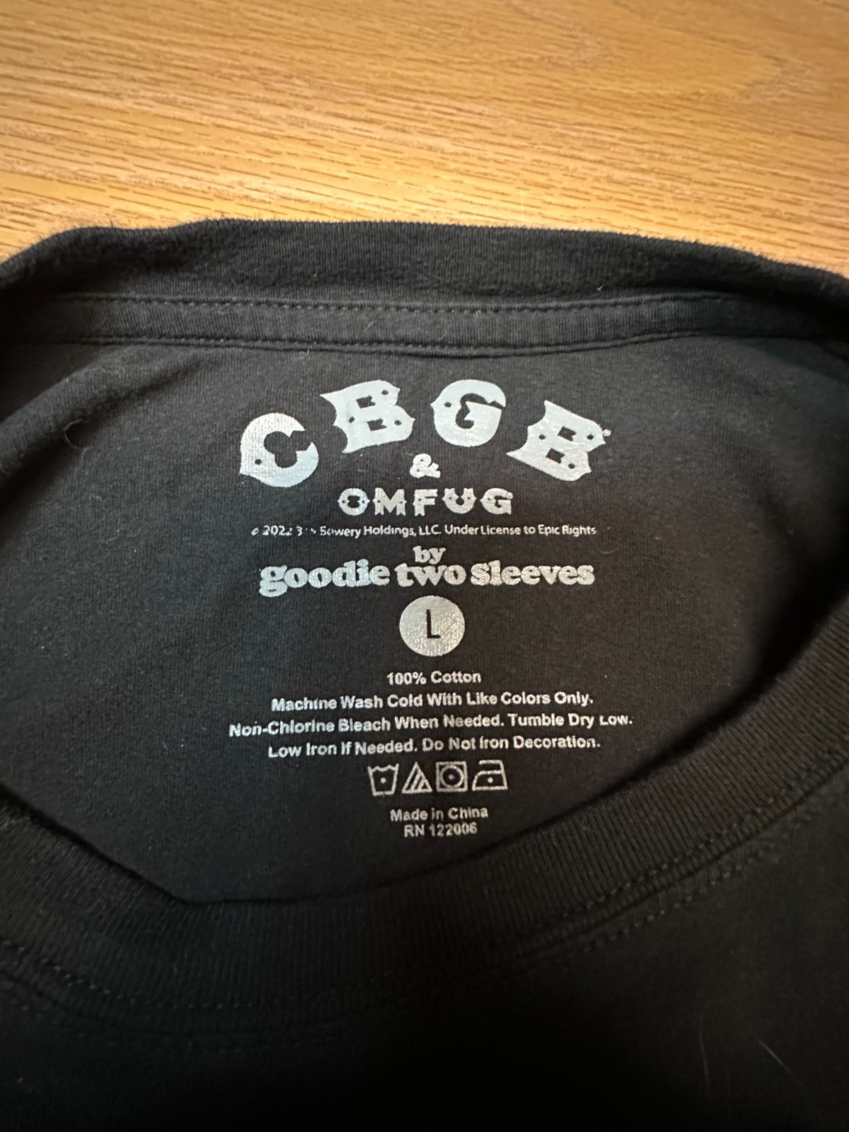 CBGB & OMFUG Cropped T-Shirt Flannel Long Sleeve by Goodie Two Sleeves Size L gallery