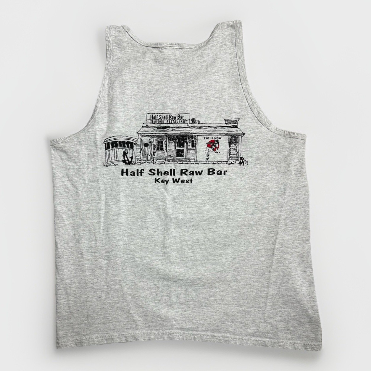 Vintage Eat It Raw Tank Top | 1990s Half Shell Raw Bar Key West Florida Anvil L