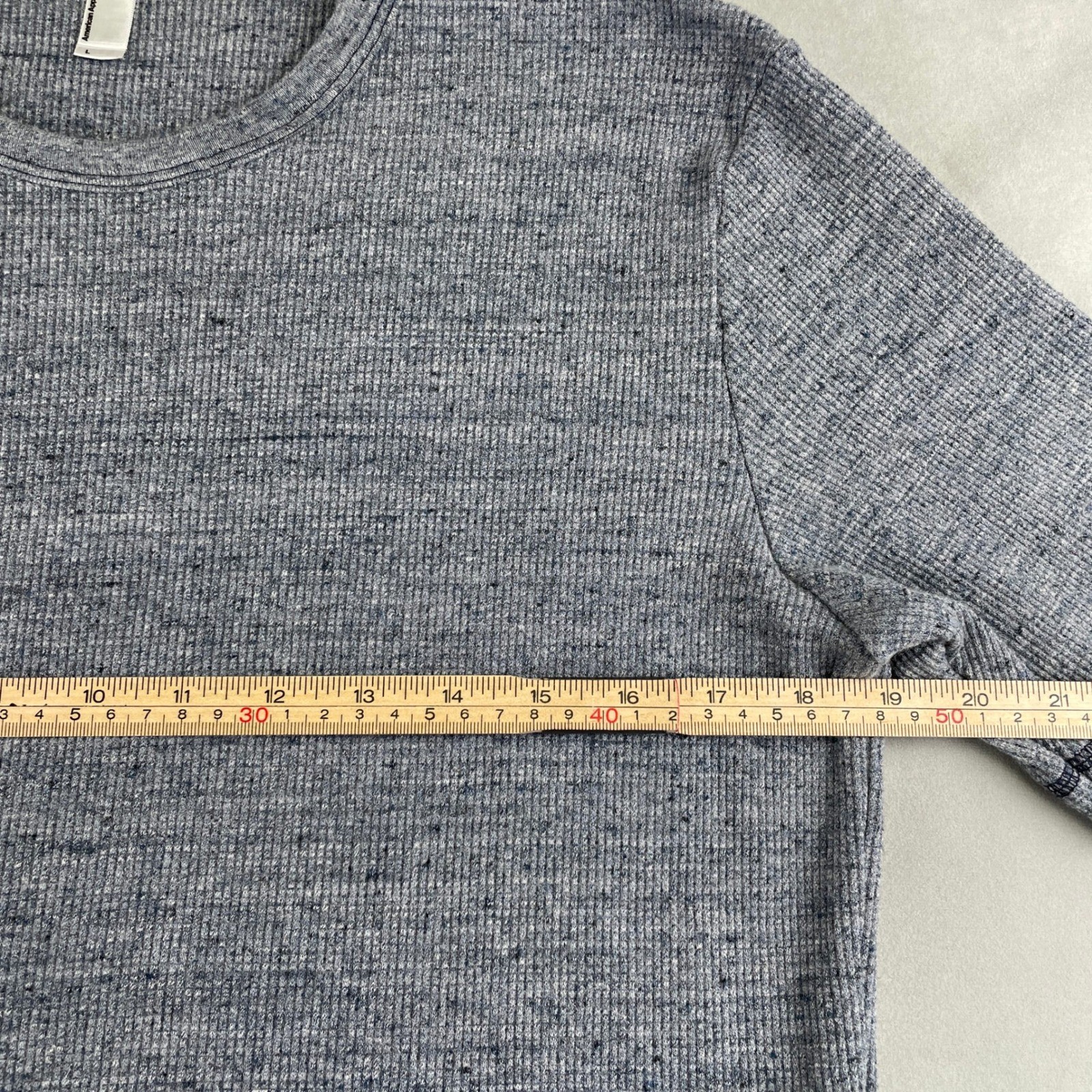 American Apparel Mens Short Sleeve Thermal TShirt L Heather Grey USA Made READ gallery