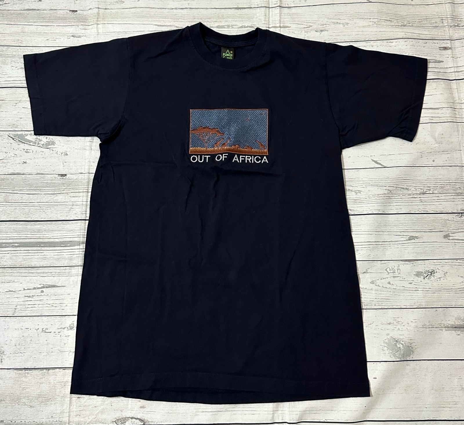 Out Of Africa Punch Mens T-Shirt 100% Cotton Made in Kenya Size M Black