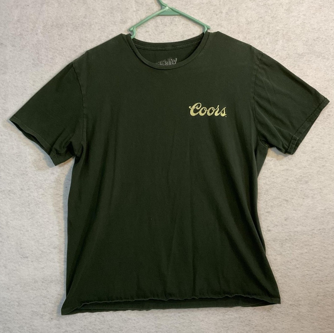 Coors Shirt Mens Large Green Beer Graphic Tee Tee Luv Tagless Rocky Mountain