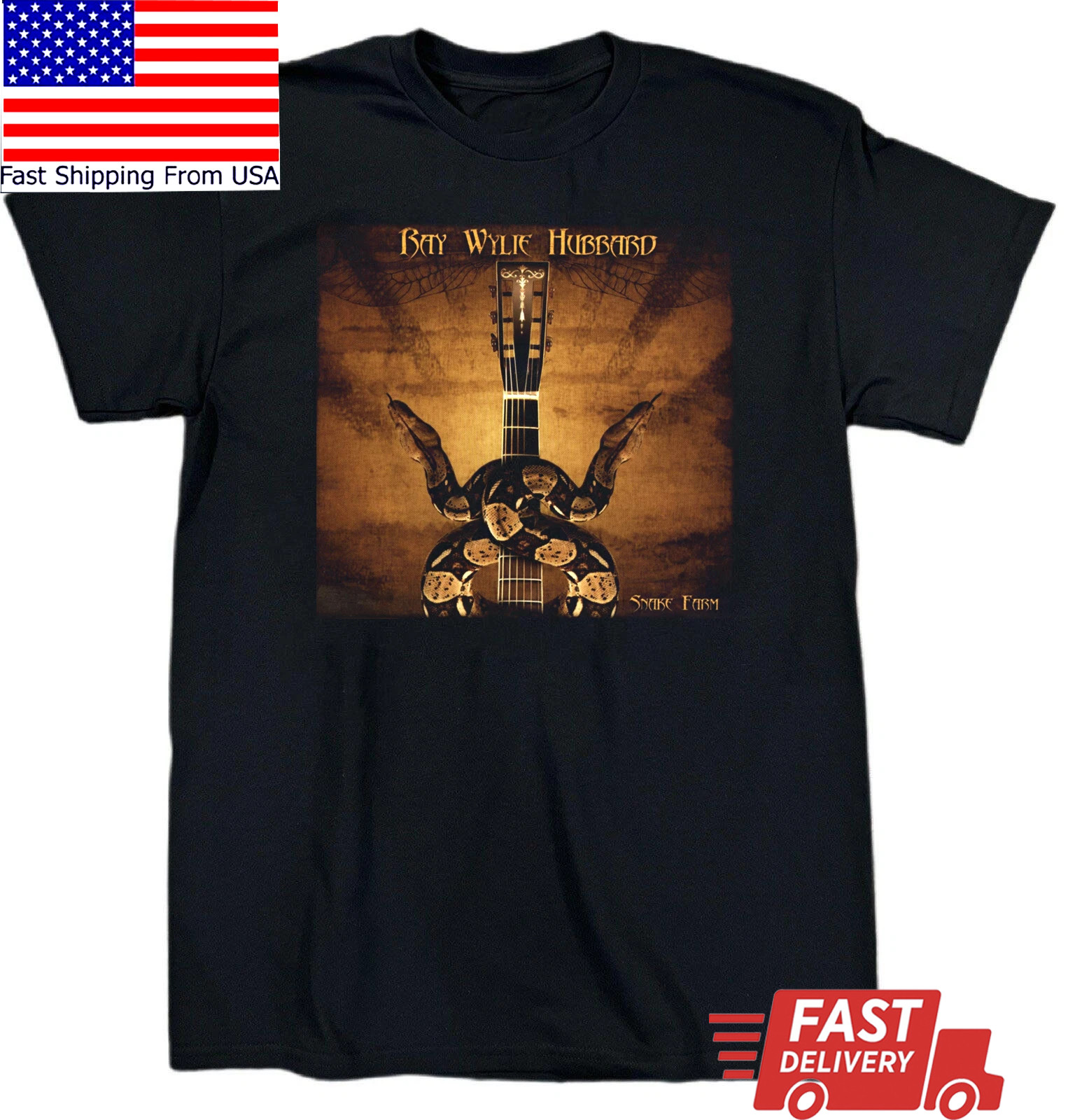 Ray Wylie Hubbard Snake Farm Heavy Cotton Black S-5XL T Shirt AH5865