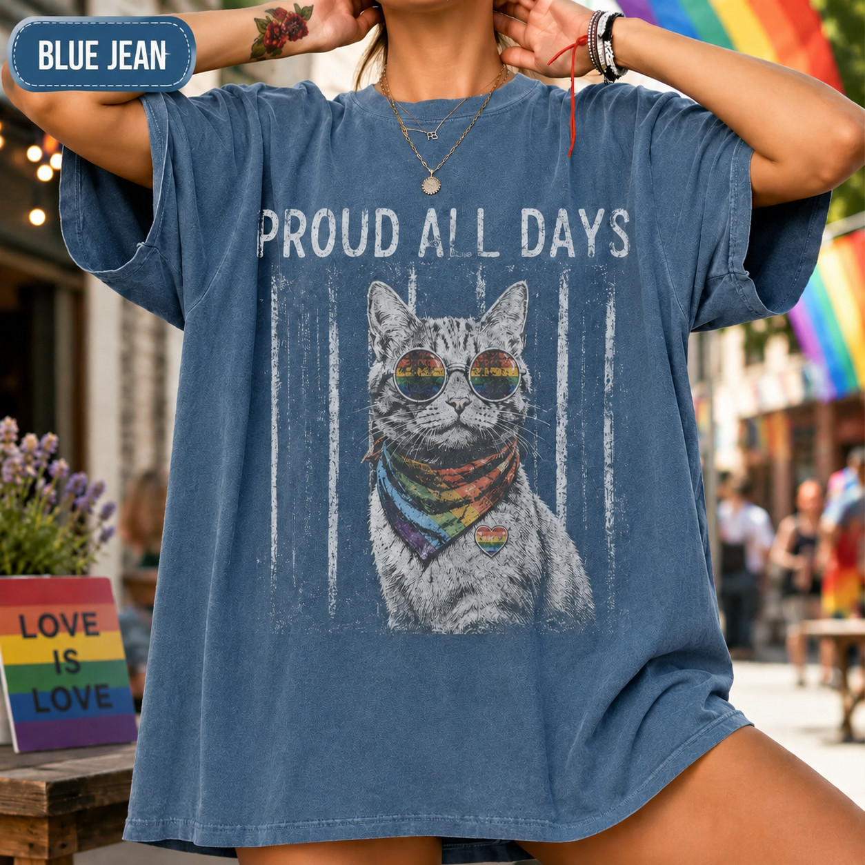 Pride Cats Shirt LGBTQ Rainbow Cat Lover Graphic Tee gallery