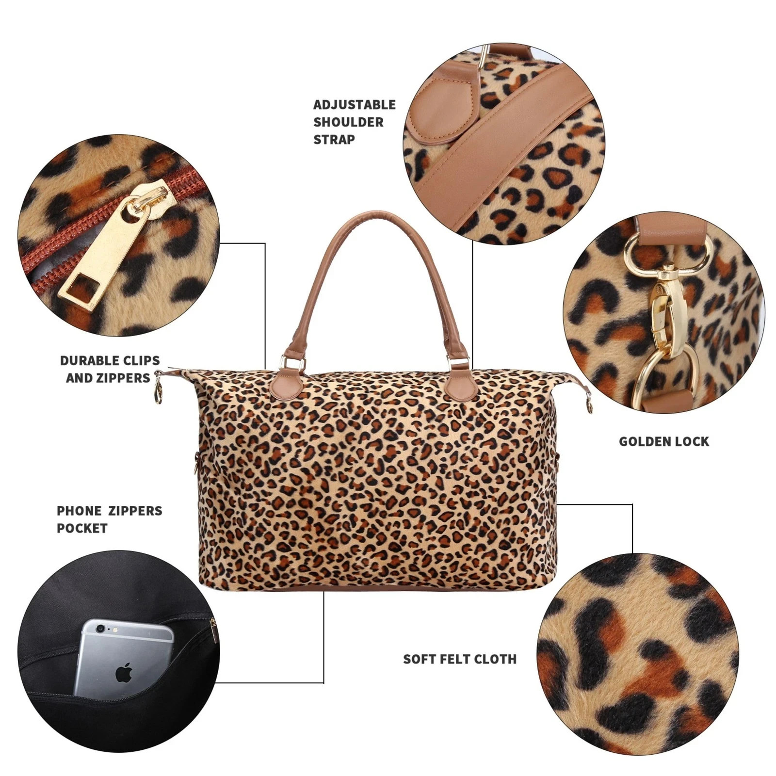 Leopard Weekender Bag Travel Duffle Bag For Women Large Cheetah Tote Shoulder... gallery