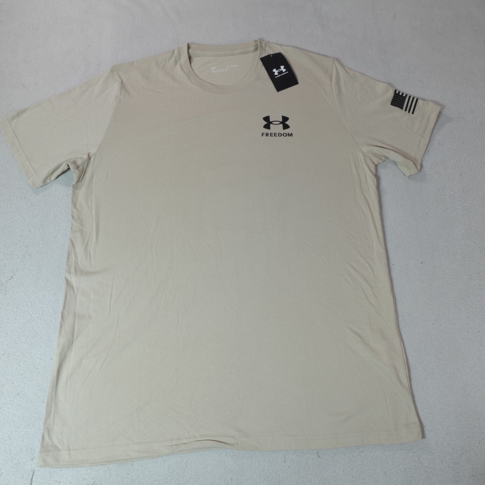 Under Armour Freedom Shirt Mens XL Loose Beige Flag Patriotic USA America T New gallery