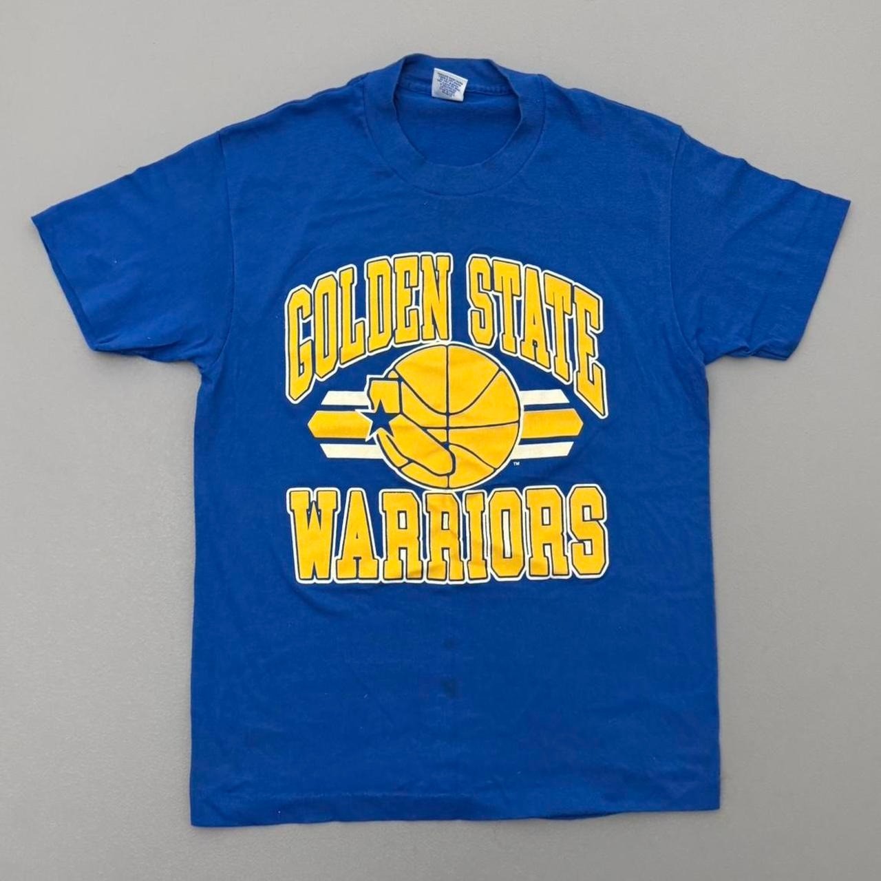 Vintage 80s Goldenstate Warriors Shirt Blue Single Stitch Polycotton Size Medium