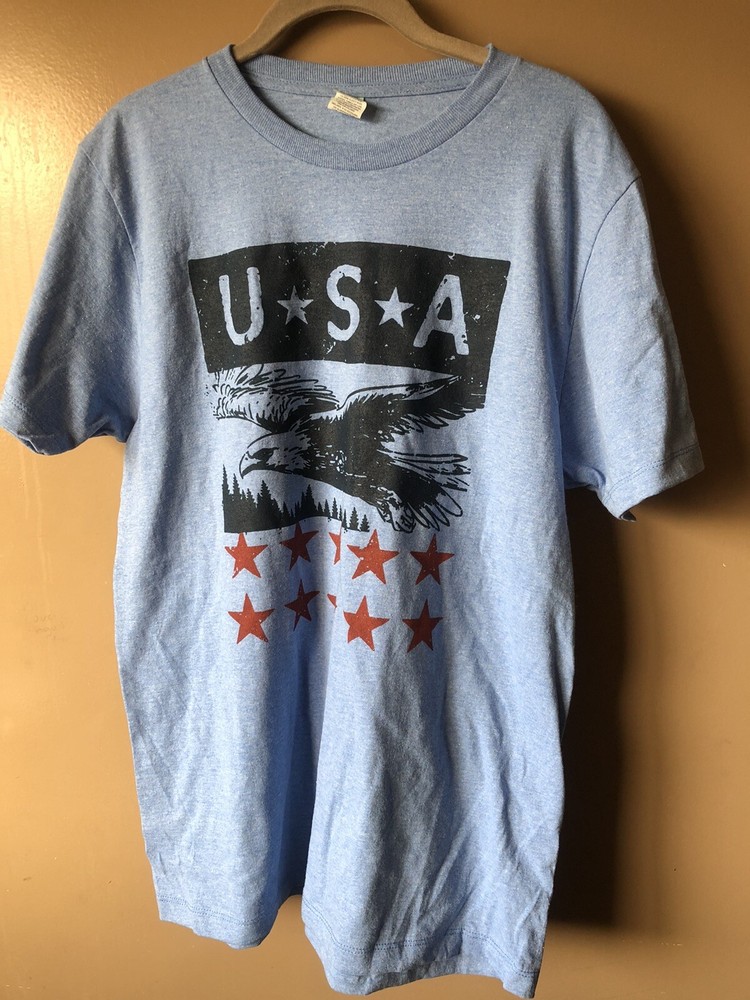 mens t shirt blue USA w/ eagle medium