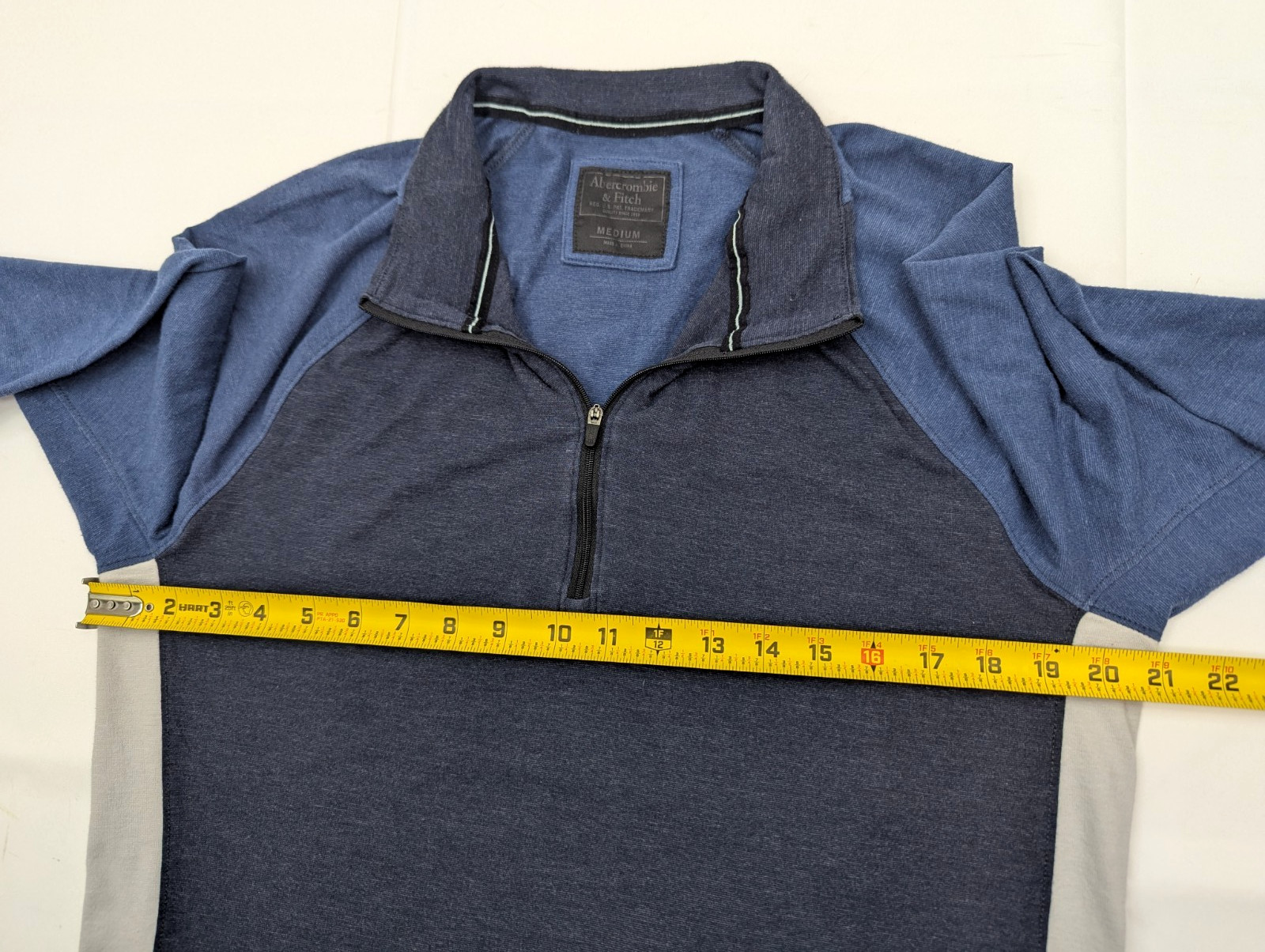 Abercrombie & Fitch 1/4 Zip Lightweight Pullover Shirt Sweater, Men M, Blue EUC gallery