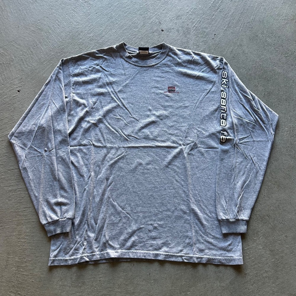 Vintage 90s Ski Santa Fe Long Sleeve Shirt Size XL Gray USA Made