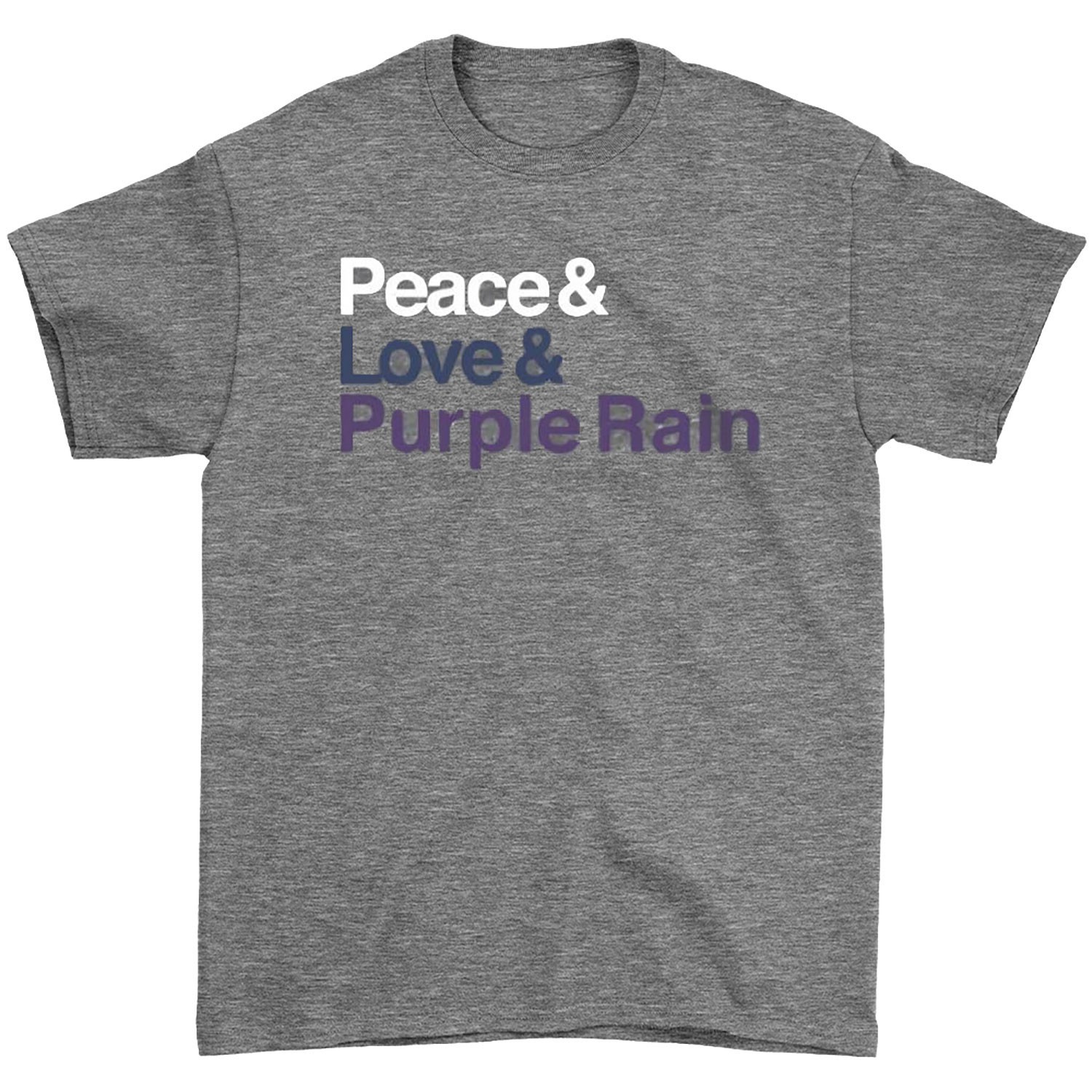 Men’s Prince Peace Love And Purple Rain Tee (Heather Grey) T-shirt Small Heather