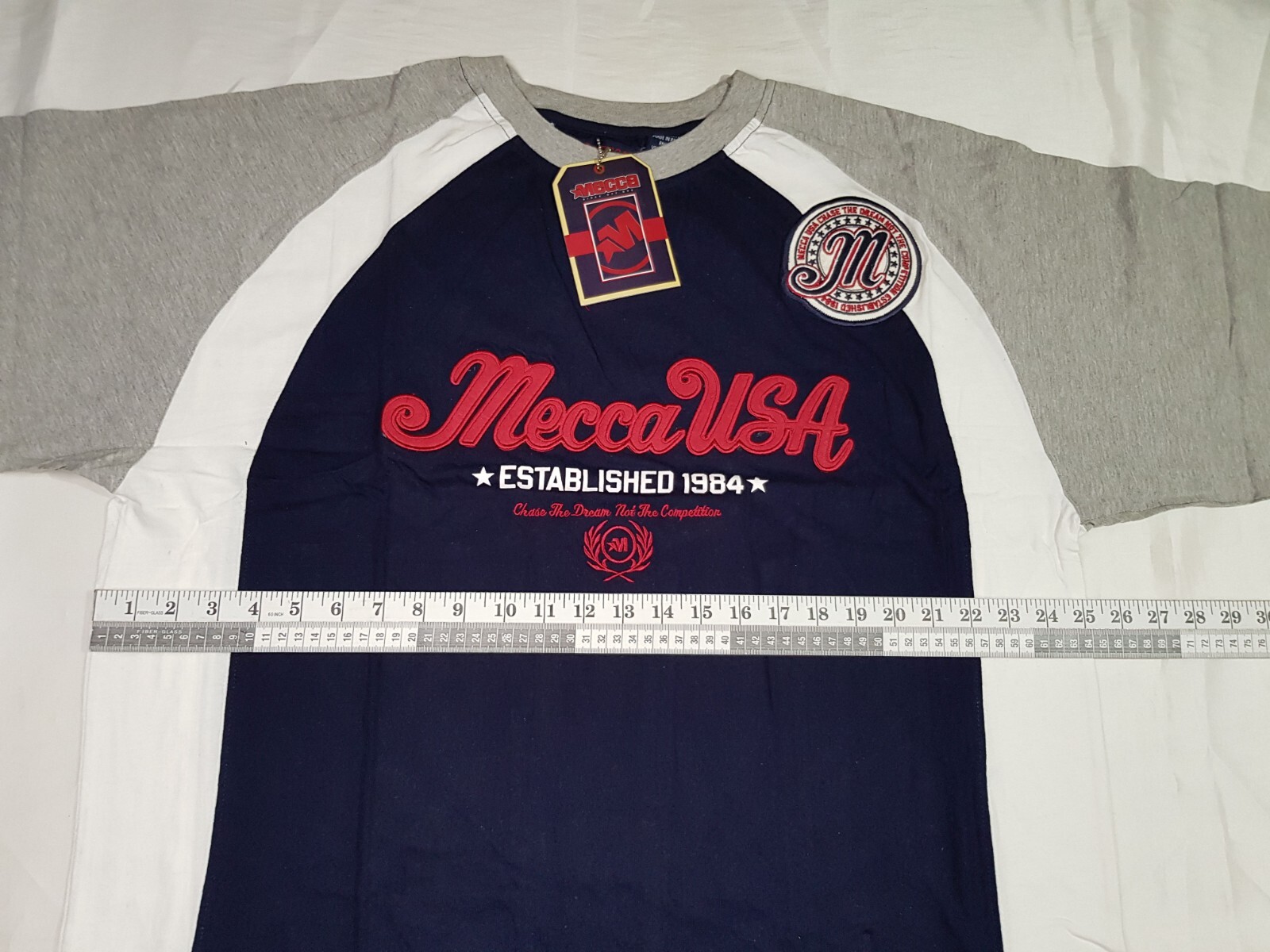 VINTAGE MECCA USA SIZE XXL 2XL MENS COTTON EMBROIDERED T-SHIRT HIP HOP 90s Y2K gallery