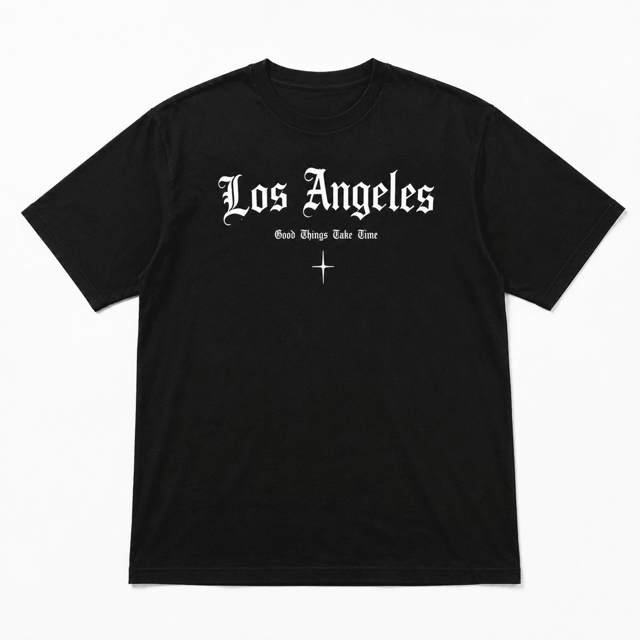 Los Angeles Gothic Letter T-Shirt Old English Streetwear Casual Tee gallery