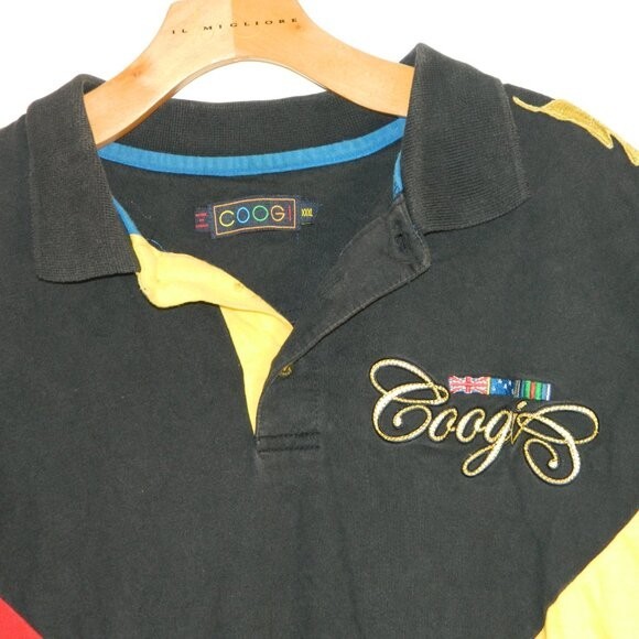 Coogi Australia Vintage Y2K Color Block Graphic Golf Polo Shirt Blue Size 3XL gallery