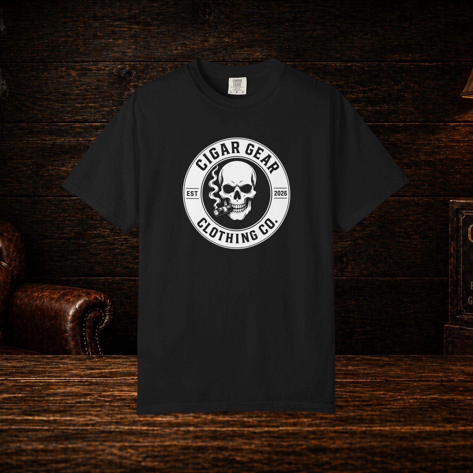 Cigar Gear Skull Logo T Shirt Men's Graphic Tee Smoking Lounge Apparel gallery