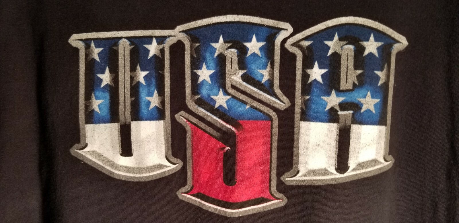 USA Men's T-Shirt Red White & Blue LOGO On Black Shirt Size XL gallery