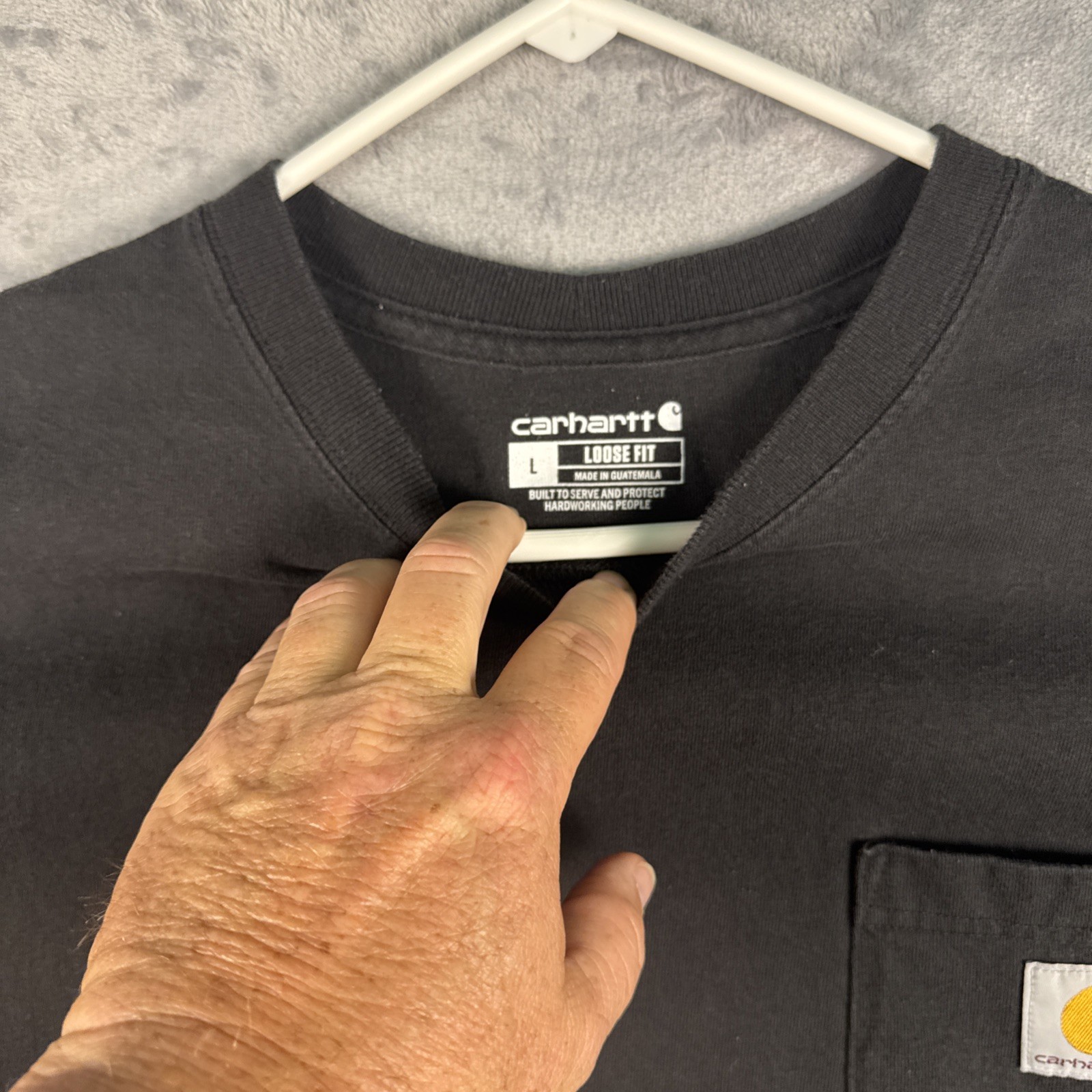 Carhartt Shirt Mens Large Black K87 Loose Fit Pocket Heavyweight Workwear Tee gallery