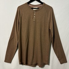 NEW The Normal Brand Puremeso Everyday Henley Taupe Mens Size L-T Long Sleeve